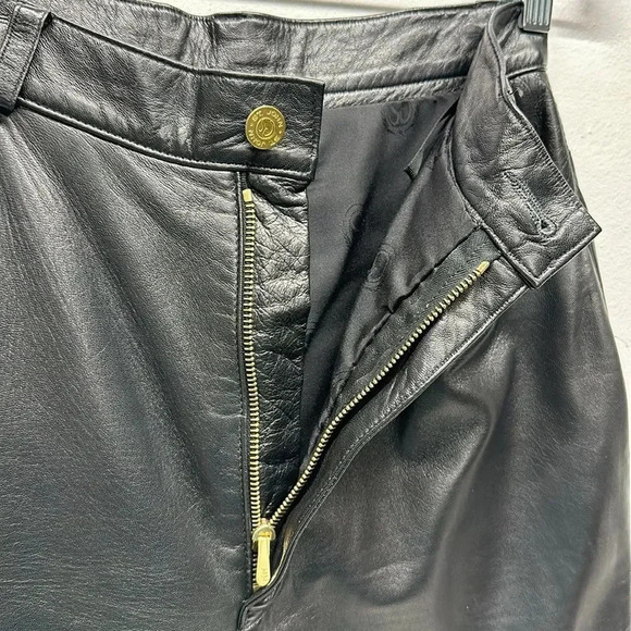 St John Sport Genuine Leather Straight Leg Trouser Pants Pant Black Women Size 6 - Picture 6 of 14